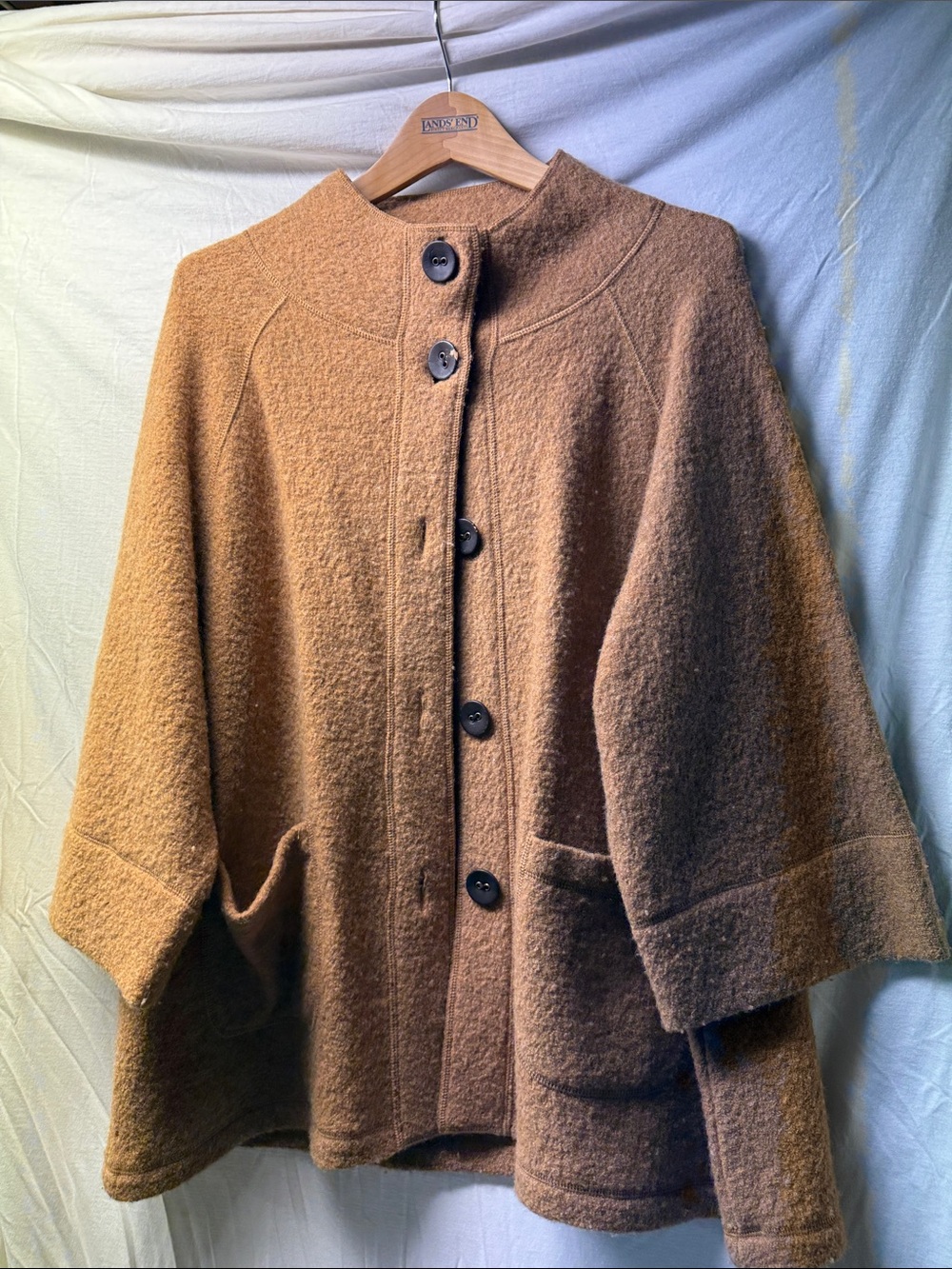 Ruby Rd. Camel Brown Button-Front Wool Cape - Picture 5 of 5
